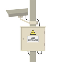 Outdoor CCTV Video Surveillance System Mounted on Vertical Pole