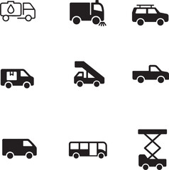 Transport, Vehicle, and Specialized Service Vector Icons