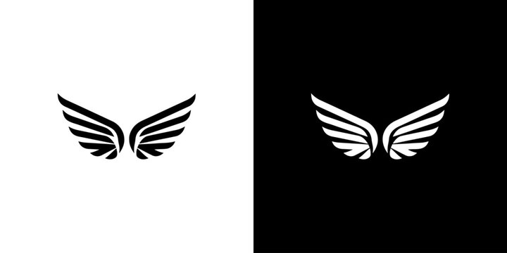Black and white wing icons on split color