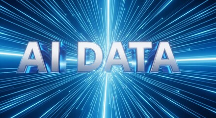 Ai data concept on futuristic blue light speed background