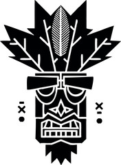 Modern Black and White Graphic Design Element with Leaves and Geometric Patterns, Perfect for Gaming, Apparel, or Logo Projects.