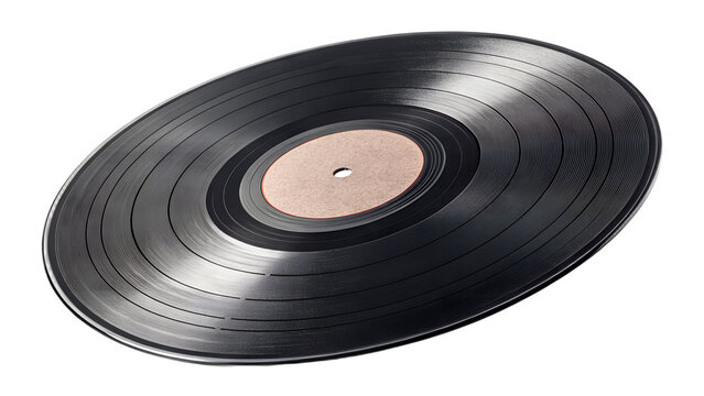 Vinyl record with visible grooves, isolated clean object render, transparent background. - Powered by Adobe