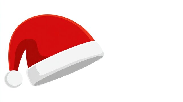 Festive christmas santa hat icon with red and white trim for holiday decoration and design