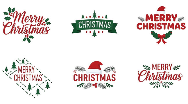 Collection of festive christmas greetings, featuring elegant typography and charming holiday elements, perfect for adding a touch of warmth to your designs