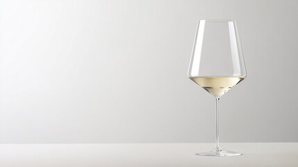 stemware. Elegant white wine glass placed simply on a clean table, capturing refined sophistication. bar promotions, beverage menus, designed for food & beverage menus and cafe branding.