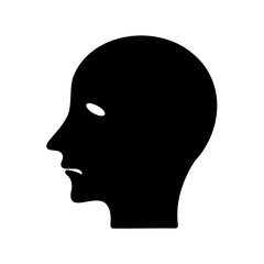 Silhouette of a human head in profile with minimalistic white eye