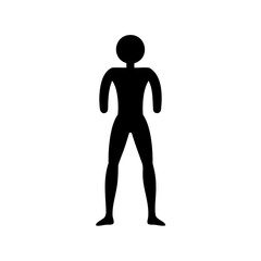 Abstract silhouette of a stylized human figure standing with shortened arms