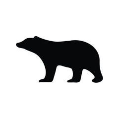 Simple Black Bear Silhouette Walking on White Background with Minimalist Design
