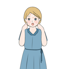 girl having acne in her face