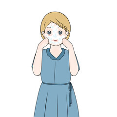 girl cleaning her face with facial foam