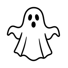 Obraz premium A classic ghost illustration featuring a minimalist, contoured silhouette in black and white