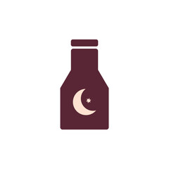 Mystical esoteric vector illustration of a potion bottle with a crescent moon, perfect for magical, witchcraft, or alchemy-themed designs.