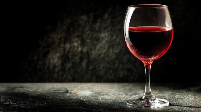 directional. Red wine in elegant goblet glass, rich burgundy liquid, sophisticated dining atmosphere. bar promotions, beverage menus, designed for food & beverage menus and cafe branding.