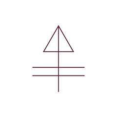 Esoteric geometric triangle with cross lines symbolizing spiritual ascension and universal balance.