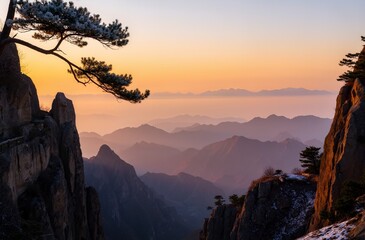 sunset in the mountains