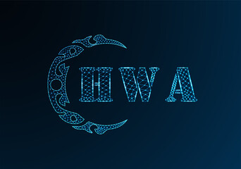 Low poly letter logo HWA design. HWA letter logo low poly vector design on blue color gradient background. HWA logo low poly design