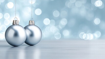 Elegant shiny silver ornament with reflective festive lights for holiday decoration and celebration