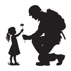silhouette of a girl with a Army