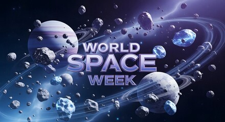 Cosmic Asteroids and Planets World Space Week Art