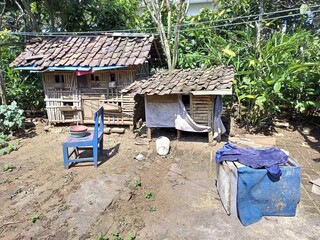 Traditional Bamboo Chicken Coop In Rural West Java