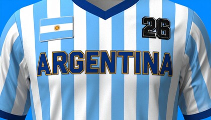 Cheer on Argentina with this realistic soccer jersey design, perfect for fans and sports enthusiasts wanting to show their team spirit and national pride