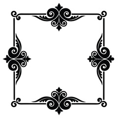 Elegant square frame with ornate floral corners for invitations