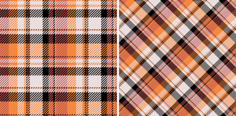 Warm, cozy tartan patterns in hues of orange, peach, and black. Perfect for autumnal designs, textiles, or graphic elements. Classic, versatile, and inviting.