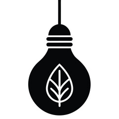 Eco friendly light bulb with leaf inside for sustainability