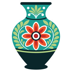 Vibrant vase with floral design, a decorative masterpiece