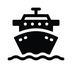 Ship boat marine travel front view vector illustration