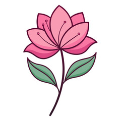 heather pink flower line art on white background