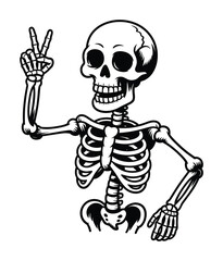 Skeleton Hand Peace Sign Vector Illustration