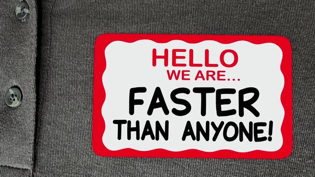 Hello We Are Faster Than Anyone Name Tag Sticker 3d Animation