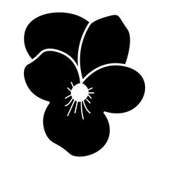 A solid style icon depicting a motif flower