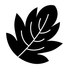 A solid style icon depicting a hawthorn leaf