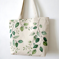 Floral pattern tote bag isolated on white background