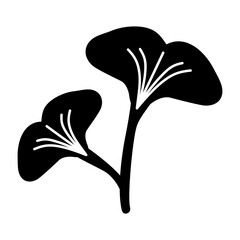 Filled style icon representing a ginkgo plant