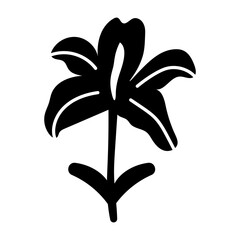 A filled style icon of a lily flower