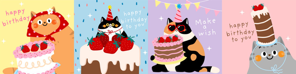 adorable, animal, animals, art, baby, background, birthday, cake, candle, card, cartoon, cat, celebrate, celebration, character, child, chocolate, clipart, collection, congratulate, congratulation, cu