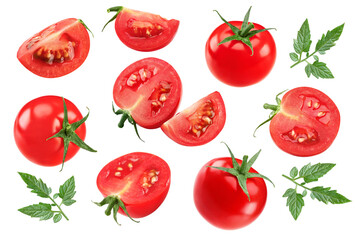 piece of fresh tomato isolated on white background. clipping path