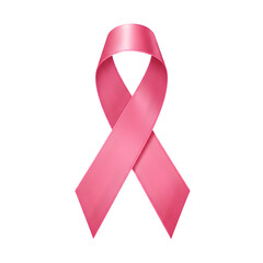 Realistic Pink Ribbon Symbolizing Support for Breast Cancer Awareness Isolated on White or Transparent Background