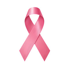 Realistic Pink Ribbon Symbolizing Support for Breast Cancer Awareness Isolated on White or Transparent Background