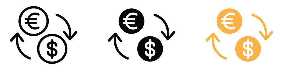 Currency exchange line icon set. Money transfer symbol. vector illustration.