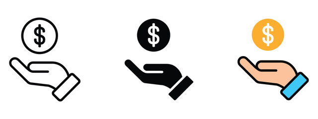 Financial investment icon set. Financial Assistance and Generosity symbol. vector illustration.