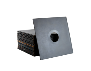 Retro vinyl record cover leaning, isolated