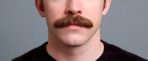 The timeless curled mustache look on a simple backdrop