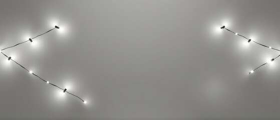  Transparent PNG White Light Garland Divider, Elegant Festive Border Design, Soft Glow Illumination for Minimal Winter Layouts.