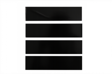 Black adhesive insulating duct tape strips, sticky grunge patch element, providing repair and fixation with transparent background