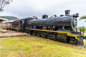 A view across an old steam train in the zululands in South Africa in Springtime