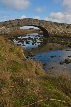 Old Stone Bridge over River, Aberffraw, Anglesey, Wales